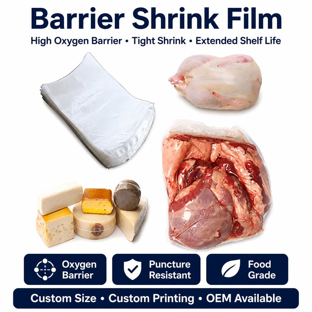 Borse termoretraibili per pollame con barriera di dimensioni personalizzate / Borsa per imballaggio termoretraibile in plastica impermeabile per uso alimentare per formaggio di pollo a base di carne fresca