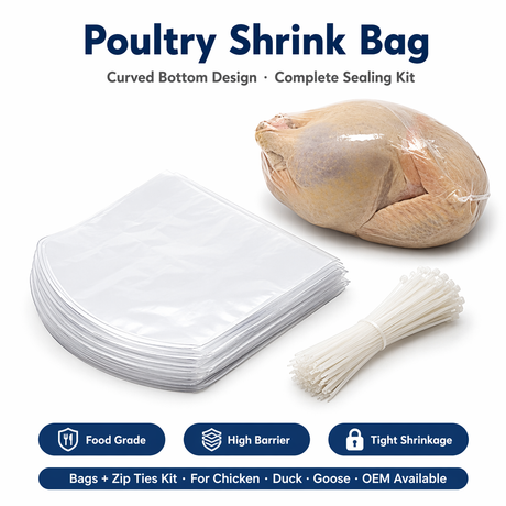 Borse termoretraibili per pollo con stampa personalizzata Borsa termoretraibile sottovuoto per il confezionamento di pollo congelato