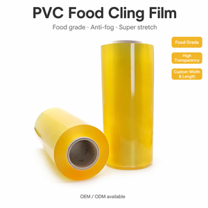 Rotolo di pellicola trasparente estensibile in PVC per uso alimentare | Involucro alimentare in plastica personalizzato per imballaggi di catering per supermercati